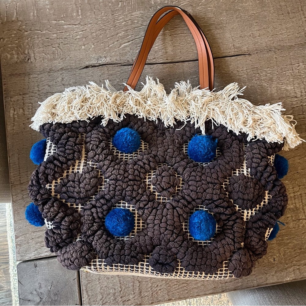 Tory Burch Large Pom Pom Tote